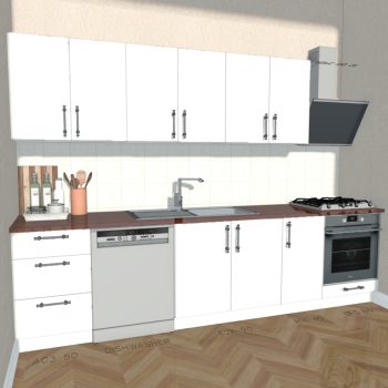 Hazır Mutfak Dolabı - 300cm - Leni- MDF - Beyaz