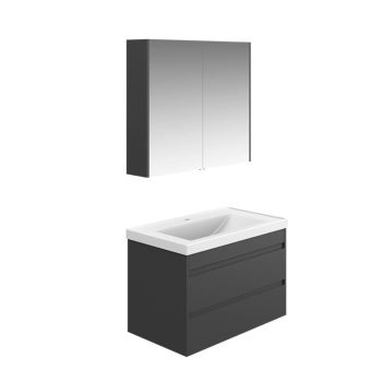 Banyo Dolabı Lavabolu 2’li Set – Armonia – 80cm – Mebran – Antrasit