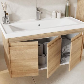 Banyo Dolabı Lavabolu 2’li Set – Lusia – 100cm – Mebran – Sonoma