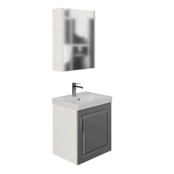 Banyo Dolabı Lavabolu 2’li Set – Noir – 50cm – Mebran – Antrasit