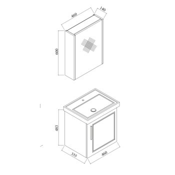 Banyo Dolabı Lavabolu 2’li Set – Noir – 50cm – Mebran – Antrasit