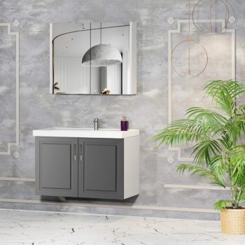 Banyo Dolabı Lavabolu 2’li Set – Noir – 60cm – Mebran – Antrasit