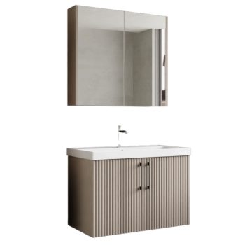 Banyo Dolabı Lavabolu 2’li Set – Rivano – 80cm – Mebran – Alman Kahve