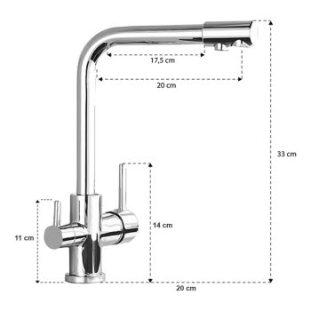 Arıtmalı Mutfak Bataryası - 3 Yollu - Siyah